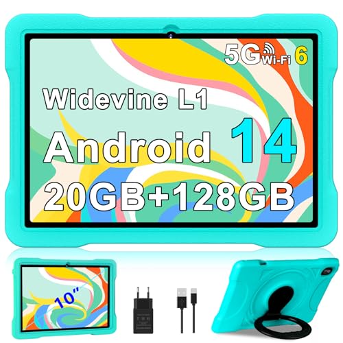 tablet android 14 10 zoll 5g wifi 6 octa-core 20gb ram 128gb rom kinder tablet grün