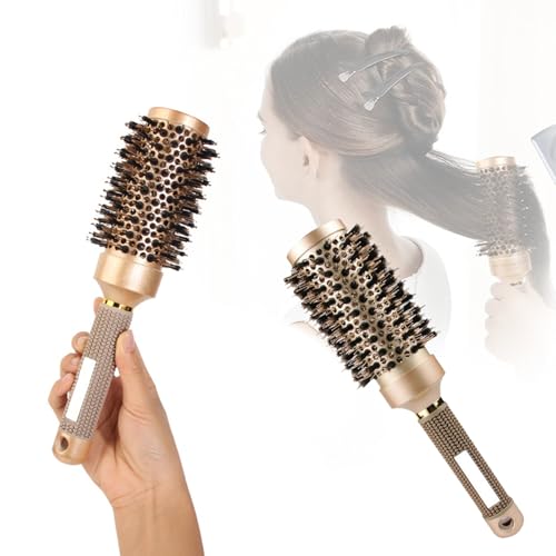 rundbürste mit wildschweinborsten, runde stylingbürste für locken, frizzfrei