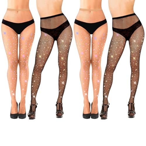 Entdecken Sie die Lvefyti Strumpfhosen: 4 Stück elegante, glitzernde Netzstrümpfe für Damen. Perfekt für Partys, Tänze und besondere Anlässe!