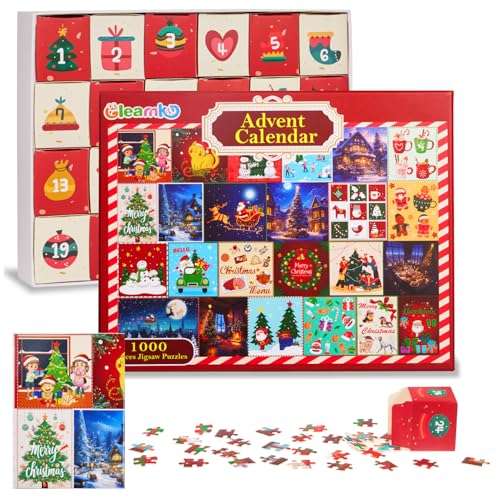 Gleamkid Puzzle adventskalender 2024, 1000 teile puzzle für kinder und erwachsene