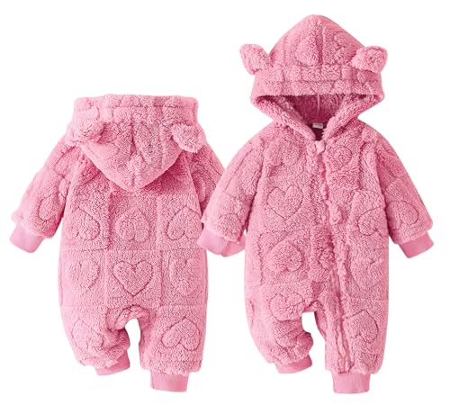 adigau neugeborene baby bodysuit fleece overall hoodie langarm rose 9-12 monate