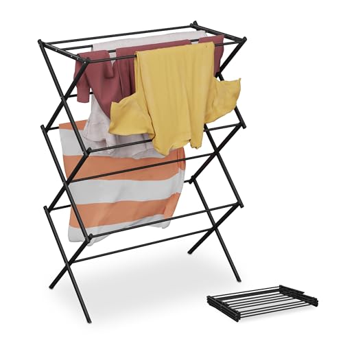 Wäscheständer klappbar Relaxdays 11 Stangen Metall 104x73x38 cm schwarz