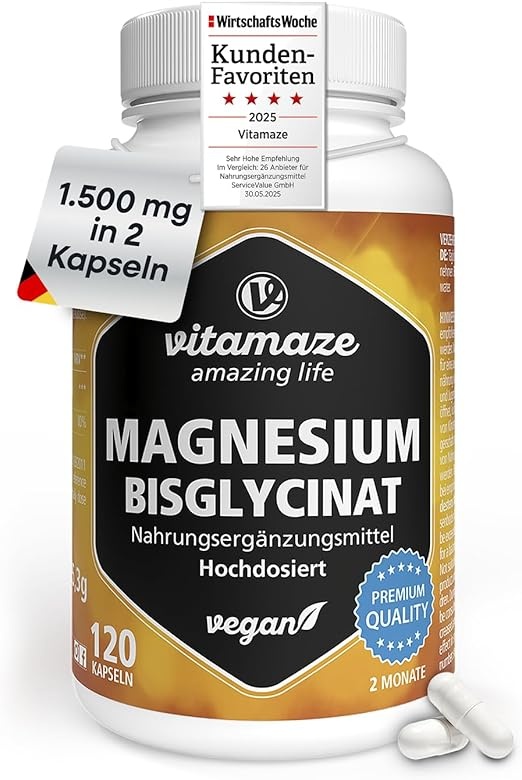 magnesium bisglycinat kapseln hochdosiert 1500 mg 120 vegane kapseln ohne zusatzstoffe