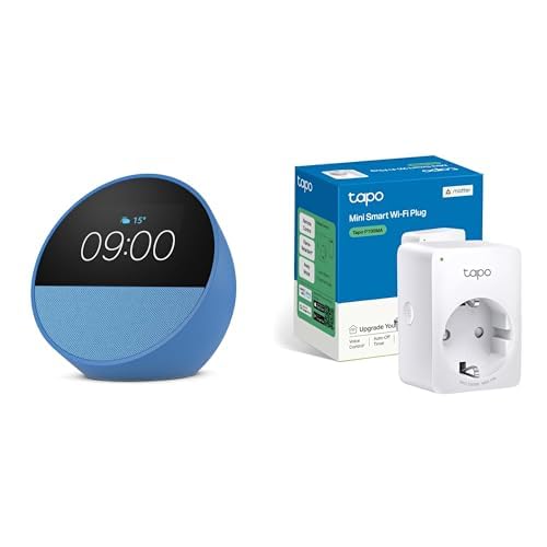 Echo Spot | Blau + TP-Link Tapo P110MA WLAN-Steckdose mit Energieverbrauchskontrolle, Funktionert mit Alexa - Smart Home-Einsteigerpaket