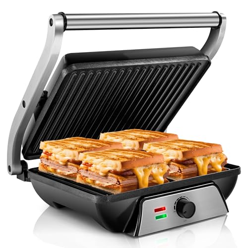Produktbild: pukomc sandwich maker kontaktgrill panini grill 180 grad 2000 w antihaftplatten
