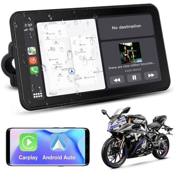 6,25 Zoll motorrad display mit carplay, android auto und dashcam für 104,99