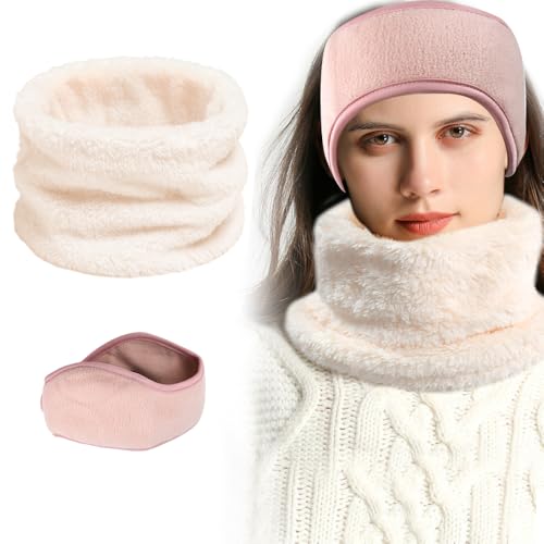 NAROSEBE halswärmer damen fleece rundschal schal halstuch winter herbst mit stirnband