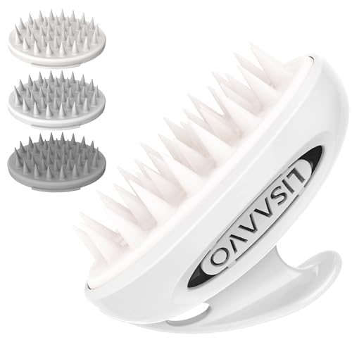 lisaavo scalp brush für haarausfall, haarmassage, shampoo-bürste, 3 härtegrade, weiß