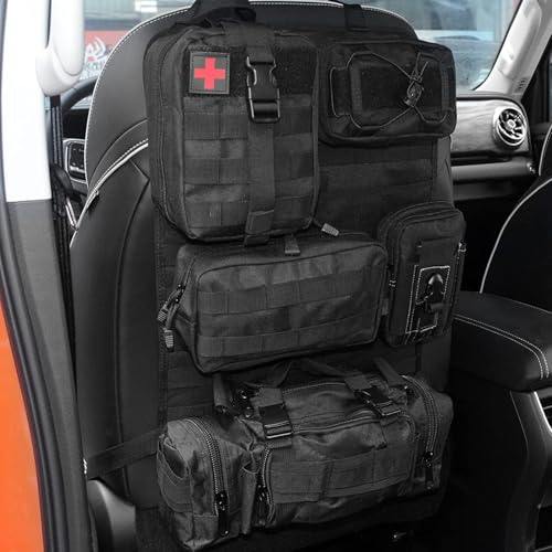 LZBYYDS Molle Nylon Taktischer Autositz Organizer, Vordersitz Rückenlehnen-Aufbewahrung mit 5 Taschen für alle Fahrzeuge