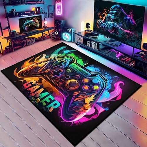 Suserritbcho Game Teppich 120x160 cm, rutschfest, waschbar für Jungen Schlafzimmer