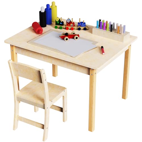 puecrof kinder holz tisch und stuhlset, kleinkind möbel für spiel und lernen