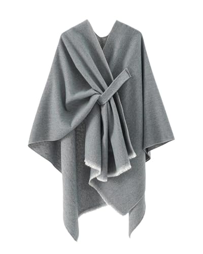 fccam poncho damen winter schal strick cape stola grau