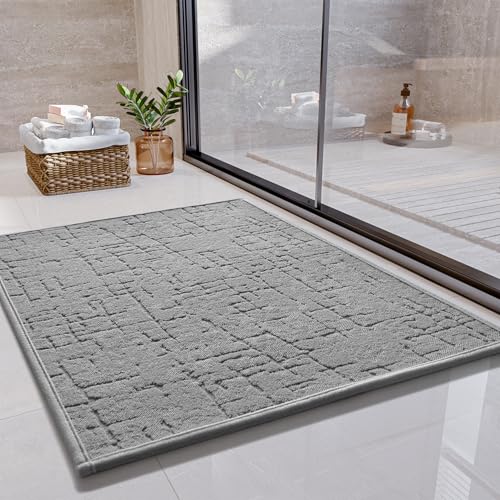 badteppich hellgrau 40x60cm SIXHOME super saugfähig rutschfest waschbar gummirückseite