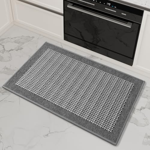 küchenteppich 40 x 60 cm grau waschbar sisaloptik rutschfest saugfähig SIXHOME