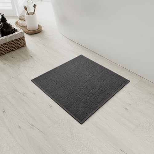 badteppich 53x53cm dunkelgrau rutschfest waschbar mit gummirückseite für badezimmer SIXHOME