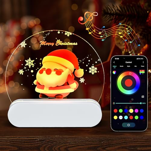 Weihnachtsmann nachtlampe, guKKK LED nachtlicht für babys, musik sync mit app