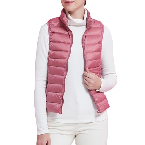 Damen Daunenweste Steppweste leicht ärmellos mit Reißverschluss Winter Weste