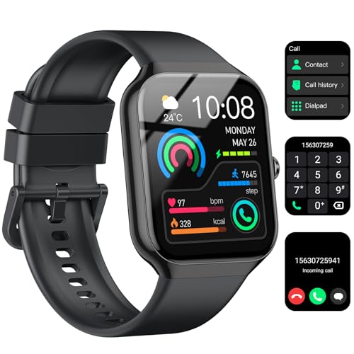 smartwatch herren damen 1.96" fitnessuhr telefonfunktion spO2 puls uhr schlafmonitor schwarz