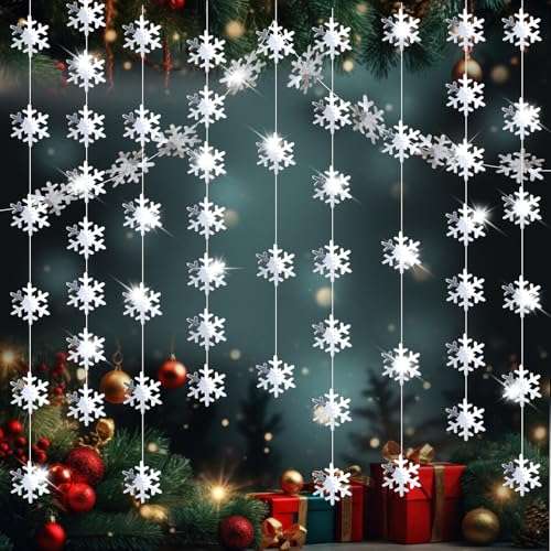 cobee schneeflocke girlande ornament 4m glitter dekoration silber für weihnachten party