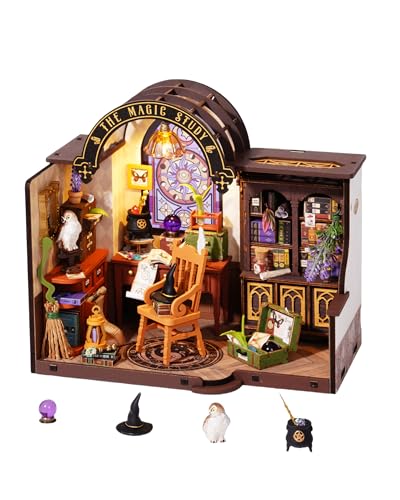 Rolife Miniatur Haus Bausatz The Magic Study, Puppenhaus Deko für Schreibtisch DG166