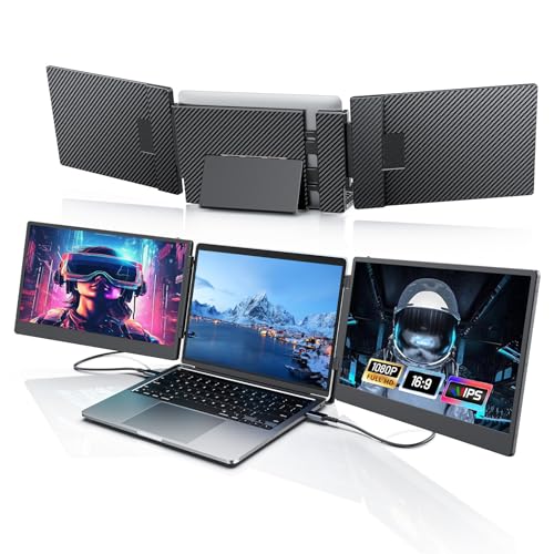 Produktbild: tragbarer monitor 14 zoll für laptop, triple screen extender fhd 1080p plug & play
