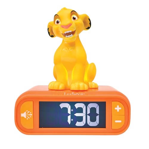 lexibook simba nachtlichtwecker der könig der löwen, klänge, lcd-bildschirm, gelb/orange