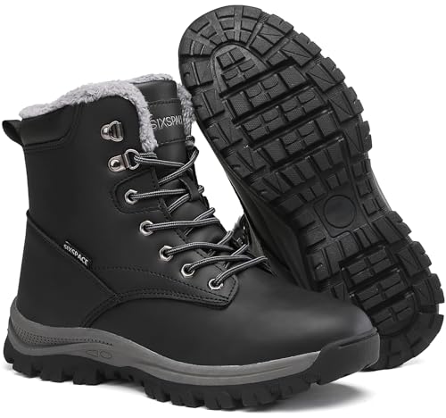 winterstiefel herren damen sixspace warm gefüttert rutschfest schneestiefel schwarz 41 eu