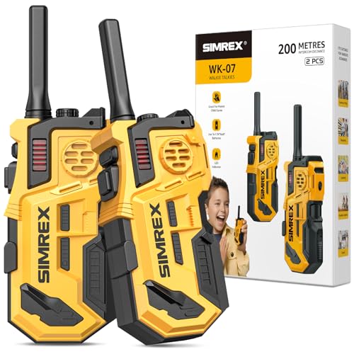 simrex walkie talkie set für kinder, 200 meter reichweite, gelb-schwarz, ab 3 jahren