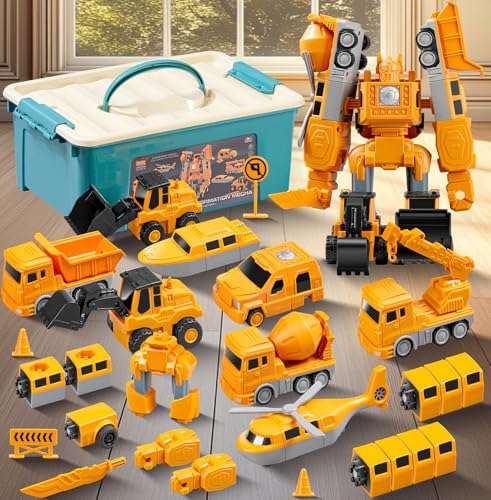sjyn magnetische bausteine auto spielzeug 35 teile für kinder 3-8 mit aufbewahrungsbox