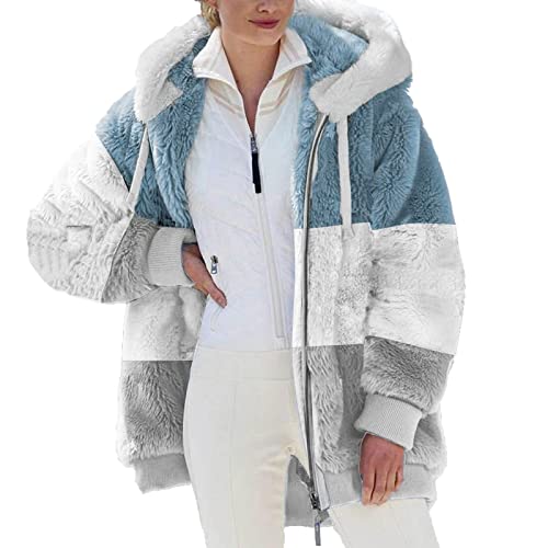 KOG Damen Fleecejacke Teddyfleece Einfarbig Warm Pullover Grau M