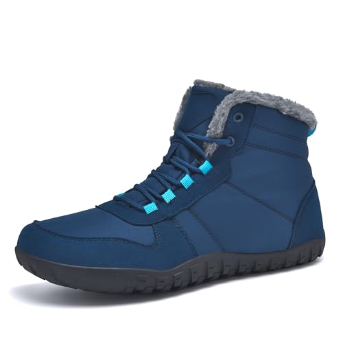 tiaroott barfußschuhe winter gefüttert knöchelhoch schneestiefel herren dunkelblau gr.43