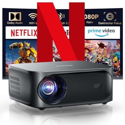 smart beamer iSinbox mit netflix, dolby audio, 25000 lumen, full hd 1080p, wifi6, bluetooth