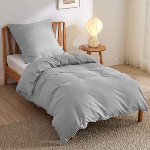 bedsure bettwäsche 135 x 200 cm grau, 2-teilig, duvet und kissenbezug, mikrofasern