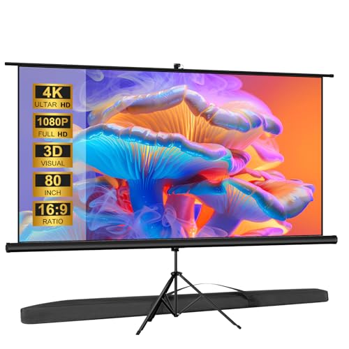 Visulapex 80 Zoll Leinwand Beamer 16:9 4K HD für Heimkino, Tagungsräume, Hochzeiten