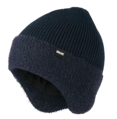 wmcaps wintermütze mit fleece-ohrklappen für herren und damen, marineblau
