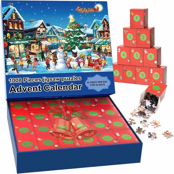 adventskalender 2024 jigsaw puzzles 1008 teile für kinder und erwachsene 70 x 50 cm weihnachten geschenk