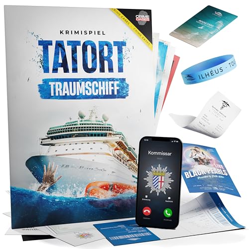 krimispiel tatort traumschiff von crimecases, mörderisches escape room spiel für 1-6 personen ab 14 jahren