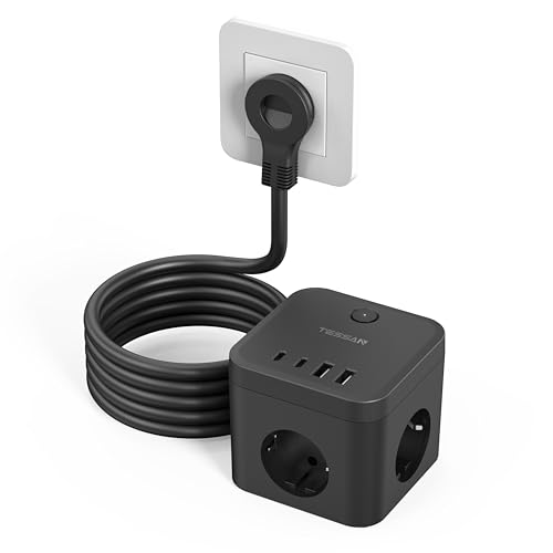 Produktbild: TESSAN steckdosenleiste flachstecker 20W PD schnellladen mit usb-Anschlüssen