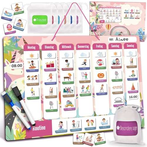 wochenplaner kinder abwischbar mit 240 magneten, buzzoxerex tagesplaner routinen
