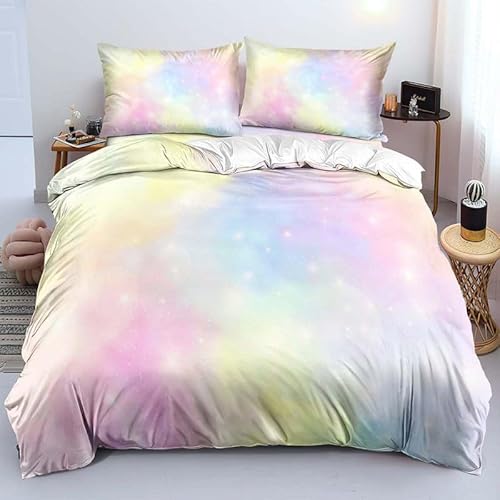 bettwäsche regenbogen 135x200 mikrofaser kinderbettwäsche set mit kissenbezügen 80x80