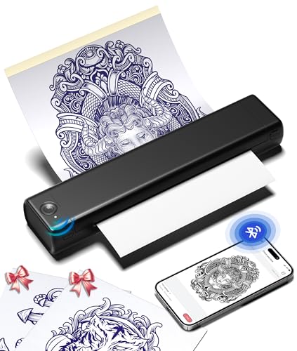 Produktbild: phomemo m08f tattoo drucker, tattoo stencil drucker mit 10 pcs transferpapier, schwarz
