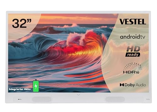 vestel 32 zoll fernseher android smart tv hdr akku outdoor tv mit triple-tuner weiß