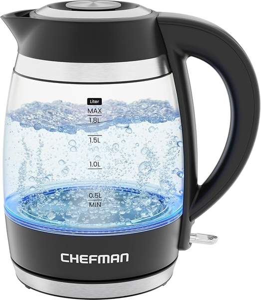 Chefman Wasserkocher 1.8L, 3000W, abnehmbarer Deckel, Trockengehschutz, Edelstahlfilter