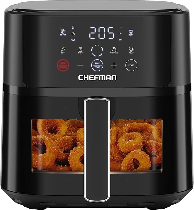 chefman heißluftfritteuse 5,7 l mit hi-fry technologie, touch controls, schwarz