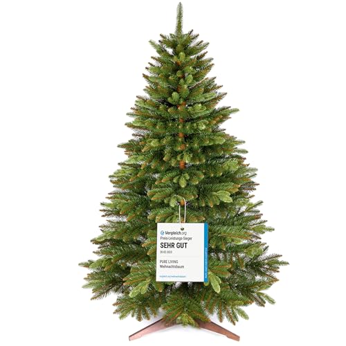 künstlicher weihnachtsbaum 220cm von pure living, naturgetreue tanne mit ständer und tasche