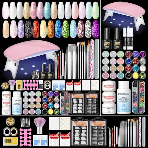 Produktbild: acryl nagelset mit uv/led nagellampe, 27 farben acrylpulver, peaccolor