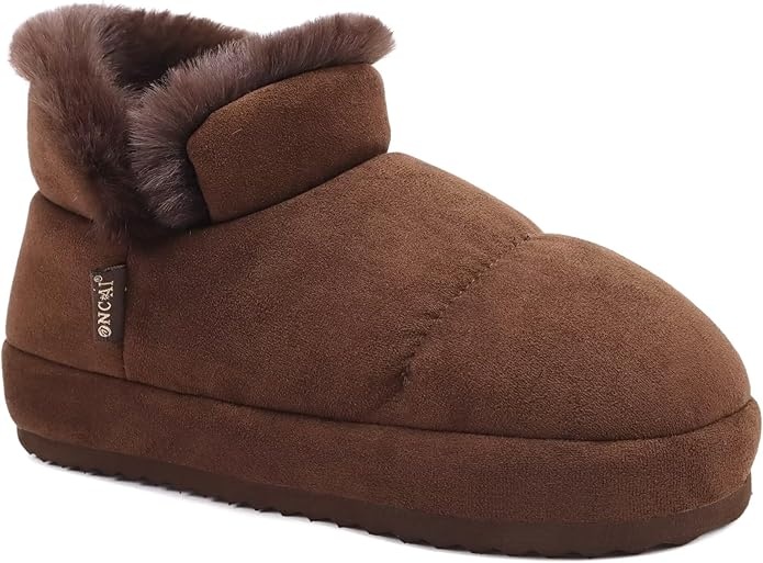 Produktbild: ONCAI Damen Hausschuhe Stiefel Slipper Winter Bootie Fuzzy Braun Größe 36