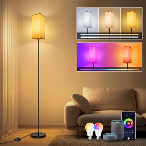 led stehlampe wifi rgbcw dimmbar e27 mit app, alexa, google assistant, musikmodus