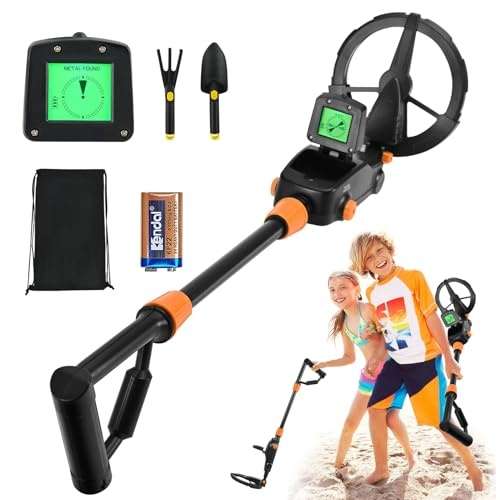 metalldetektor kinder mit lcd-display, leicht und wasserdicht, inklusive schaufel und rucksack