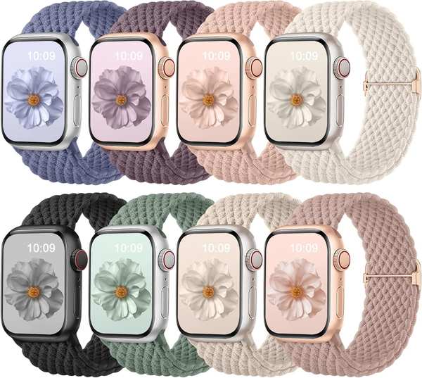 8 Stück geflochtenes armband für apple watch 40-49mm, oielai sport solo loop band